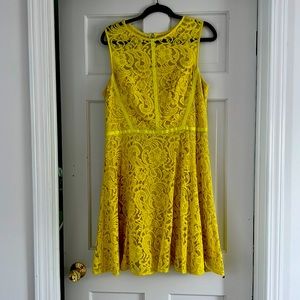 Lace yellow summer dress, sleeveless